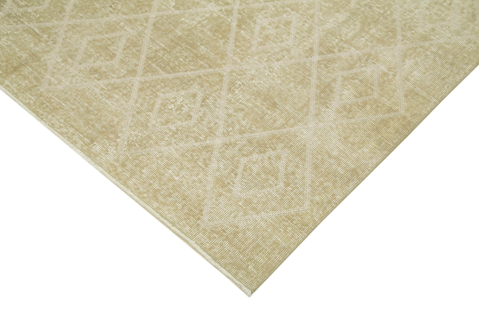 Handmade Geometric Rug – Beige Area Rug Cotton Wool, Turkish Wool Carpet 6'5''x9'7''