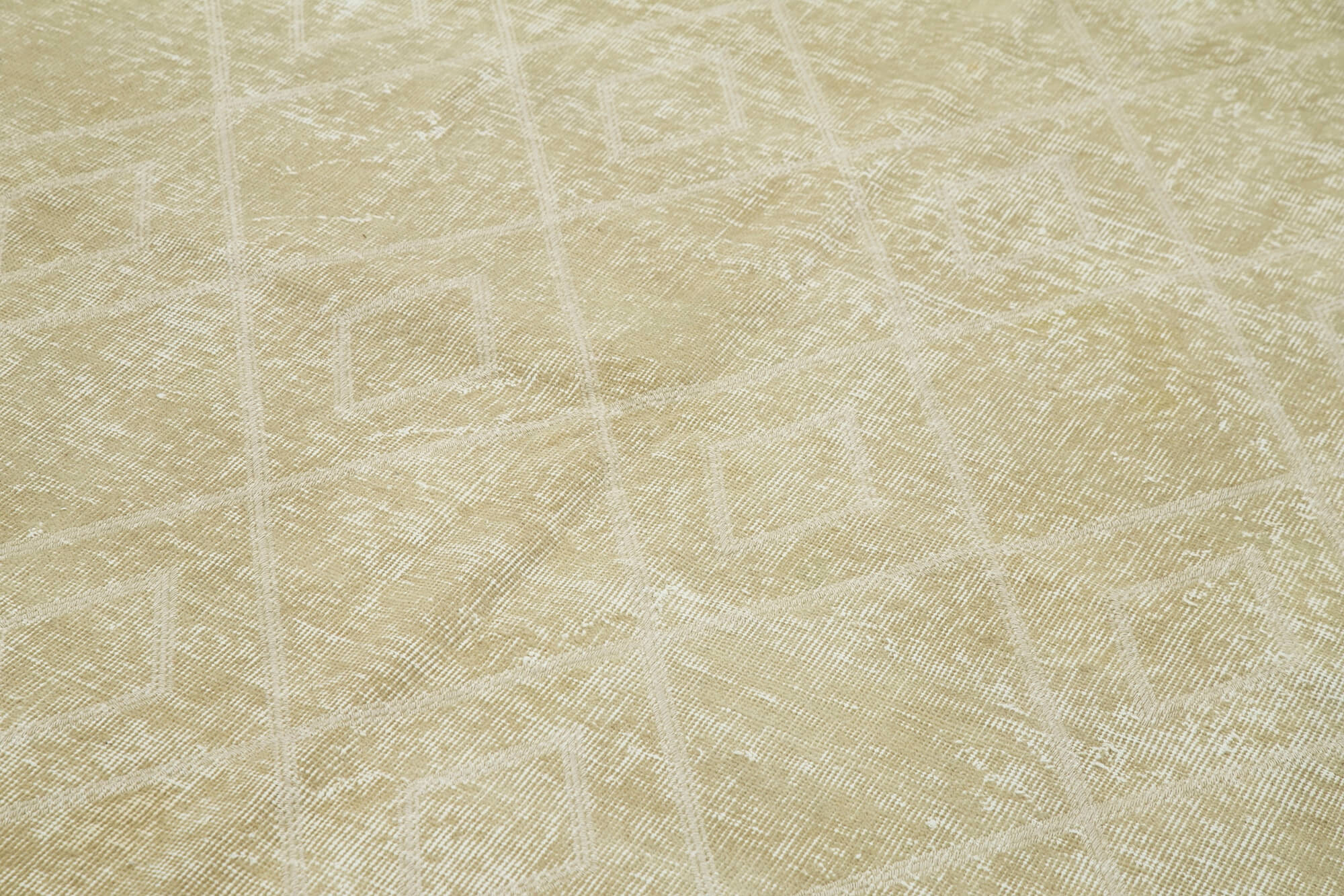 Handmade Geometric Rug – Beige Area Rug Cotton Wool, Turkish Wool Carpet 6'5''x9'7''