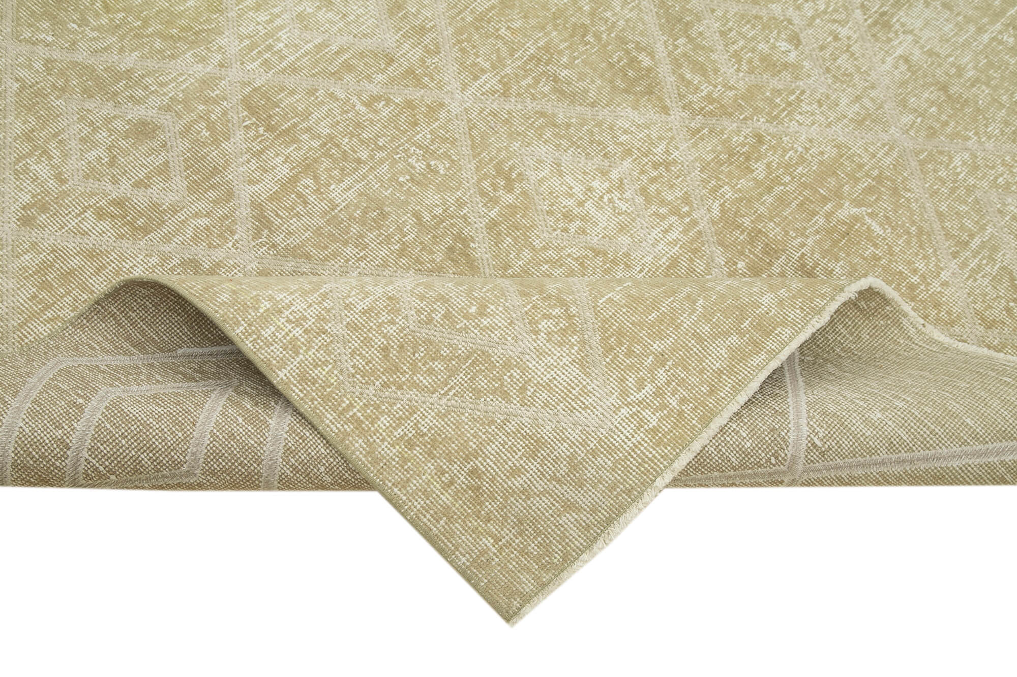 Handmade Geometric Rug – Beige Area Rug Cotton Wool, Turkish Wool Carpet 6'5''x9'7''