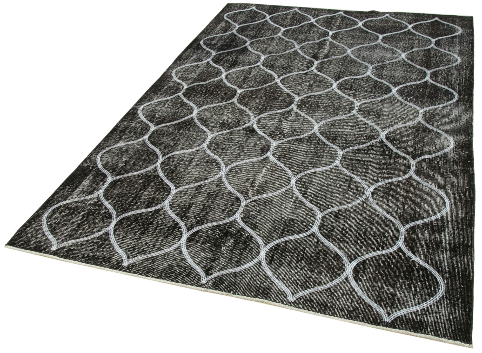 Handmade Geometric Rug - Black Geometric Carpet | Wool Cotton Area Rug 5'3''x8'0''