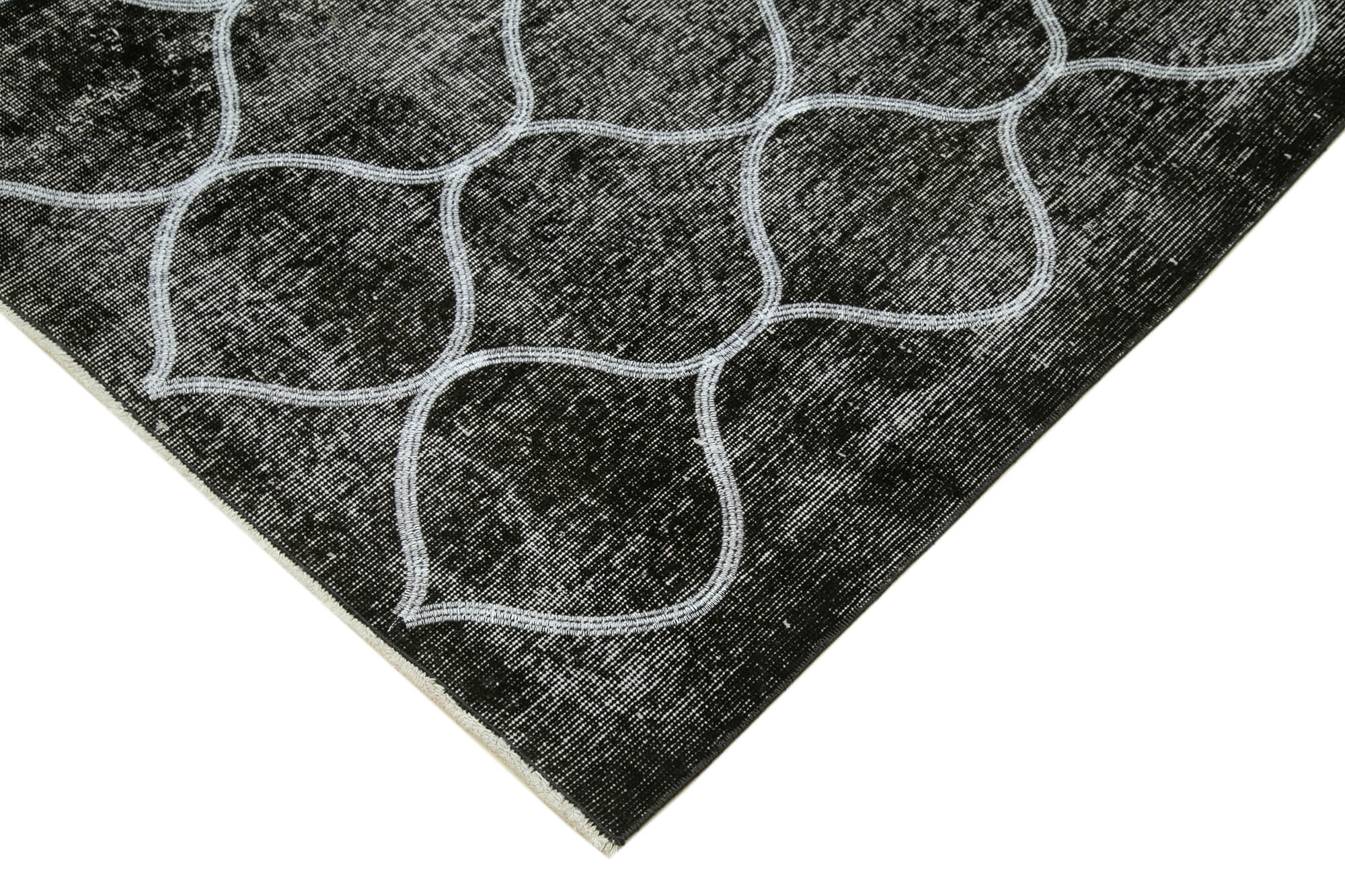 Handmade Geometric Rug - Black Geometric Carpet | Wool Cotton Area Rug 5'3''x8'0''