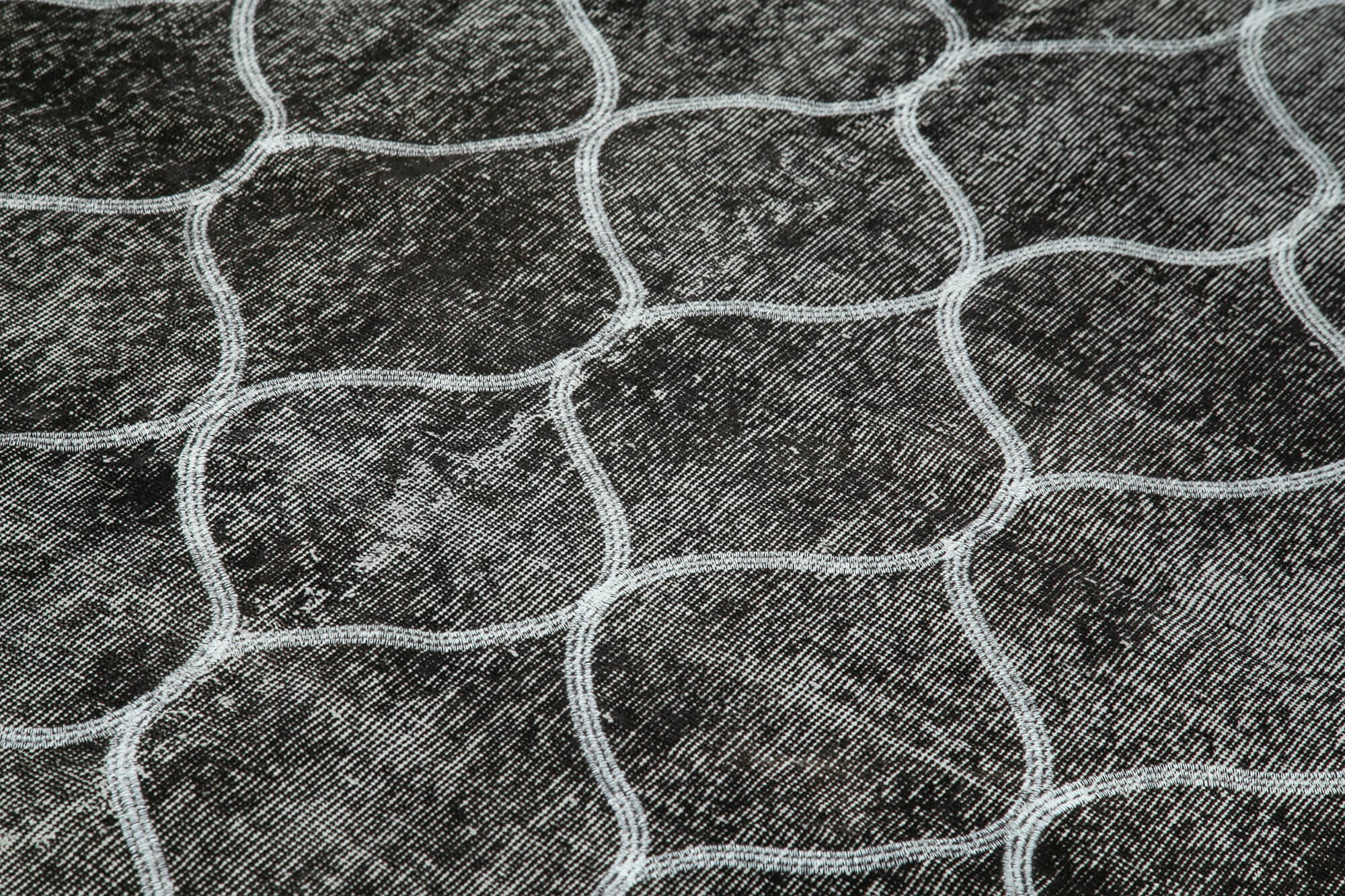 Handmade Geometric Rug - Black Geometric Carpet | Wool Cotton Area Rug 5'3''x8'0''