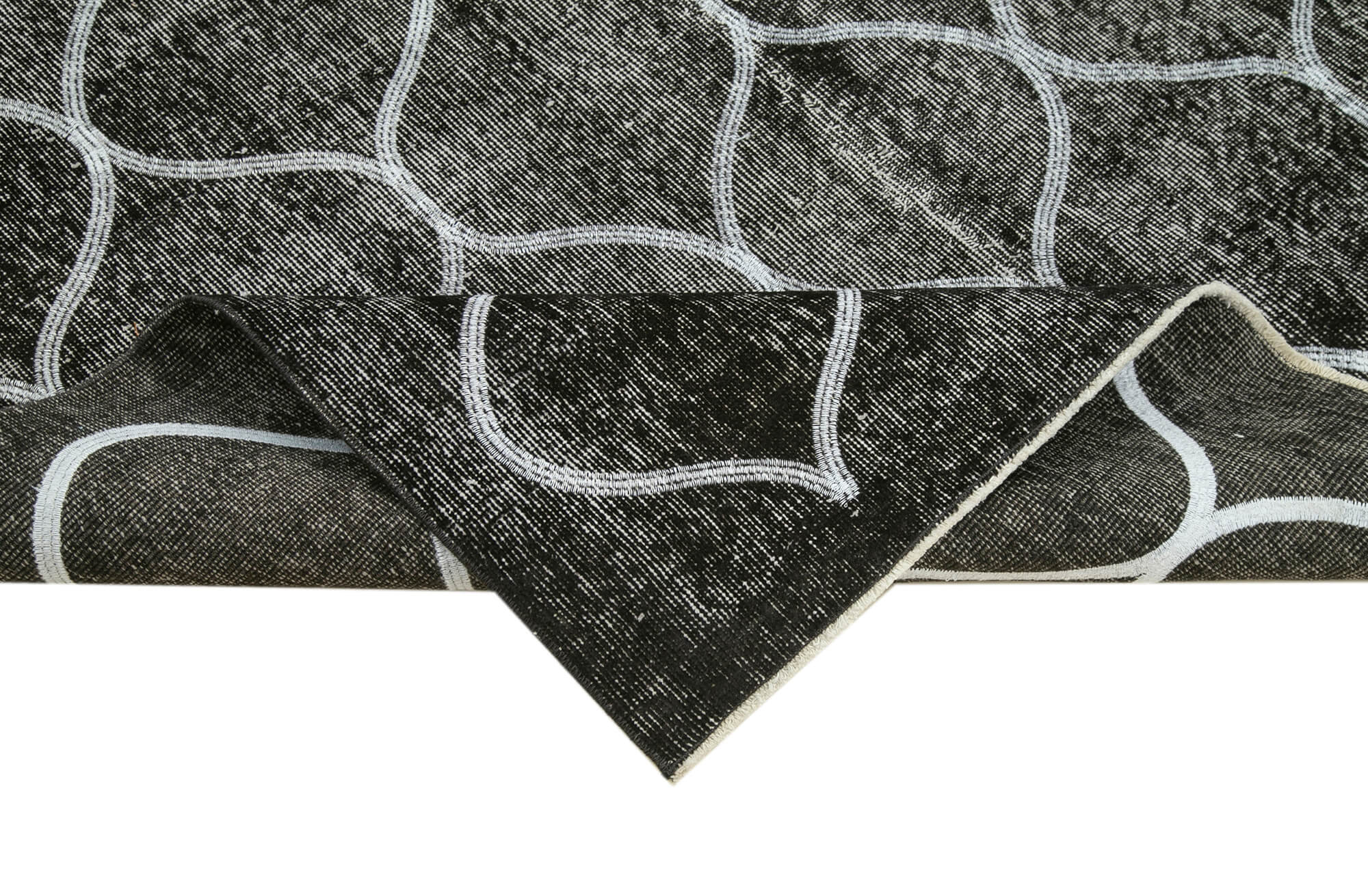 Handmade Geometric Rug - Black Geometric Carpet | Wool Cotton Area Rug 5'3''x8'0''