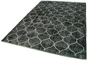 Handmade Geometric Rug - Black Cotton Wool Area Rug 6'0" x 9'2" | Durable Wool Carpet
