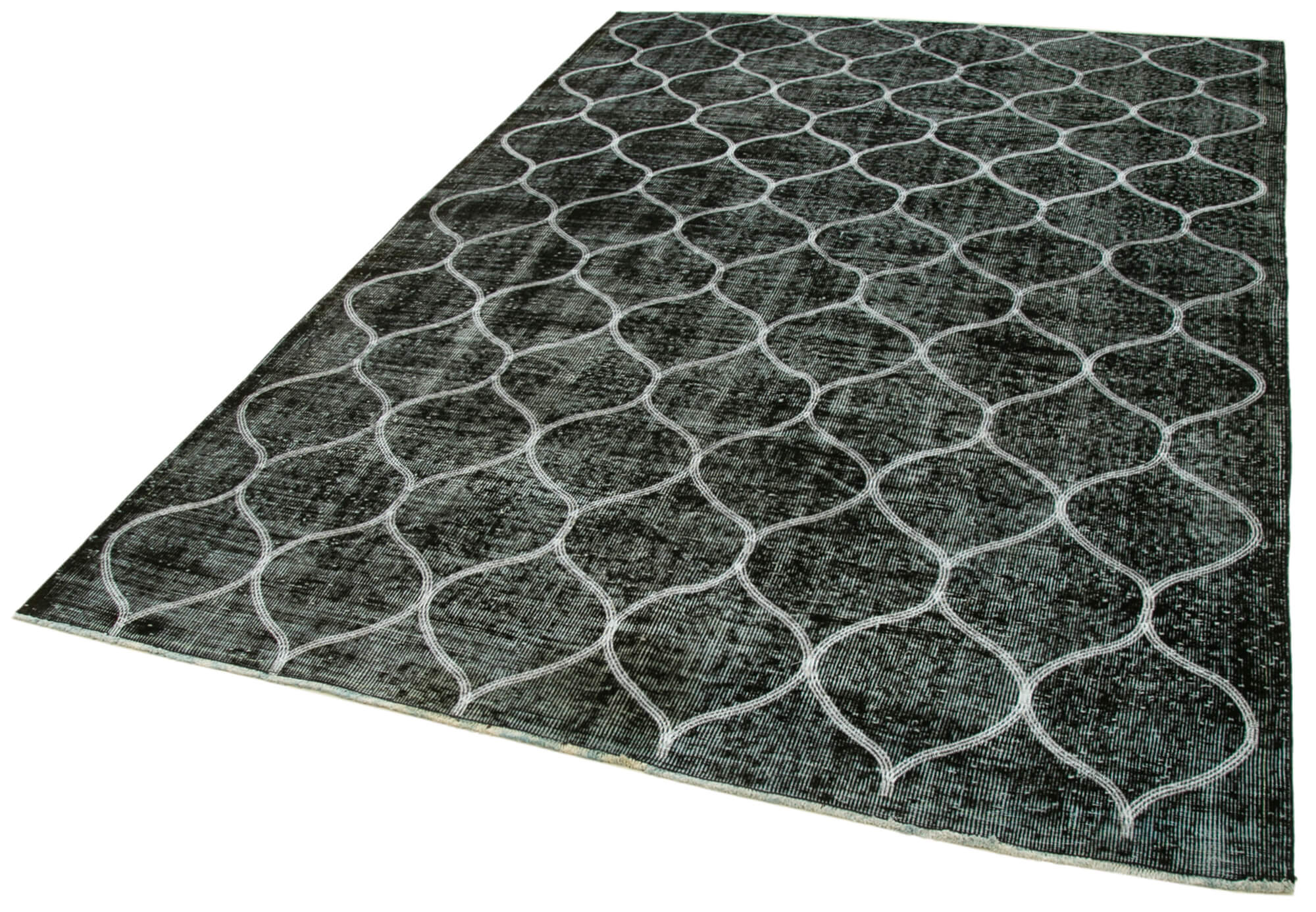 Handmade Geometric Rug - Black Cotton Wool Area Rug 6'0" x 9'2" | Durable Wool Carpet