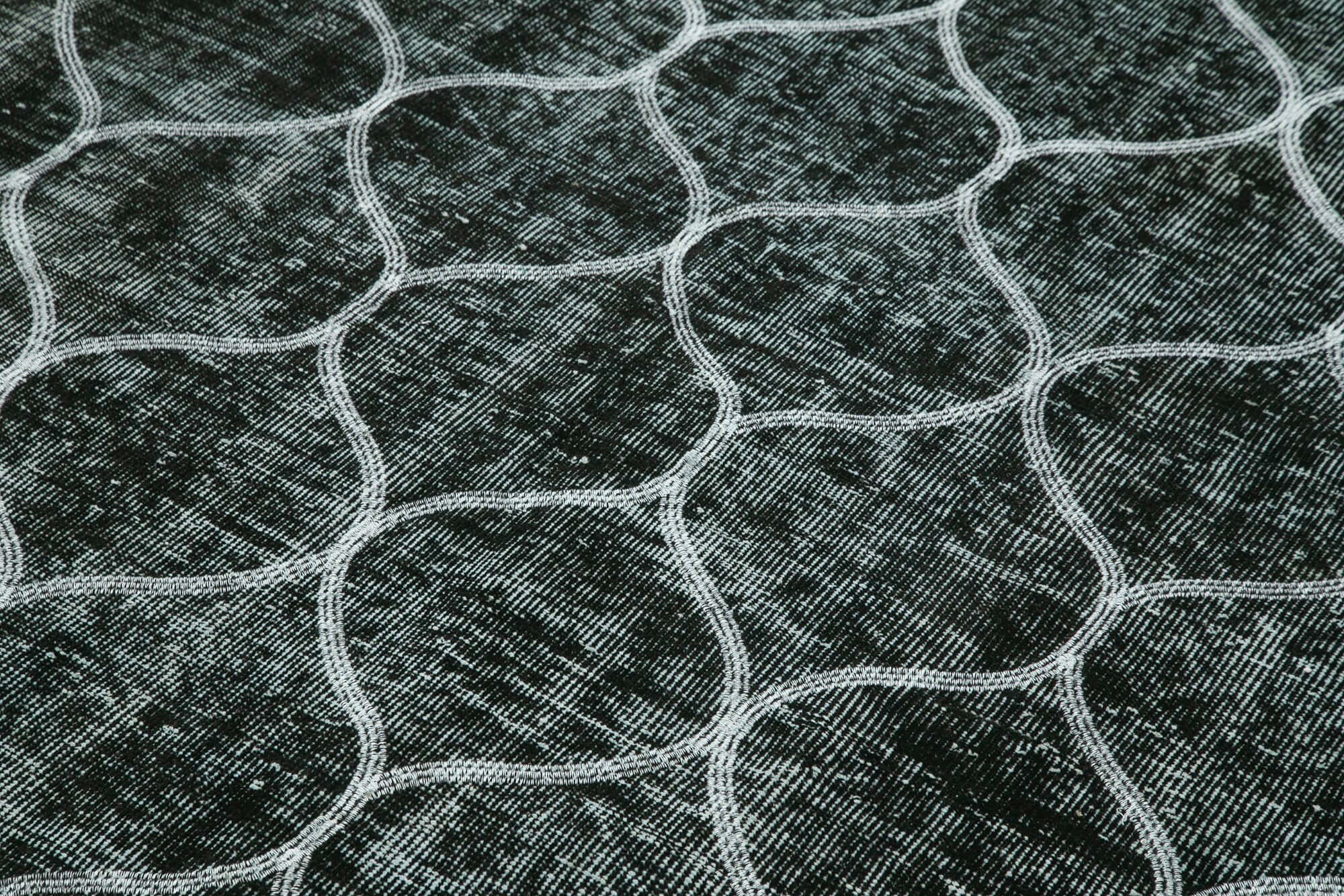 Handmade Geometric Rug - Black Cotton Wool Area Rug 6'0" x 9'2" | Durable Wool Carpet