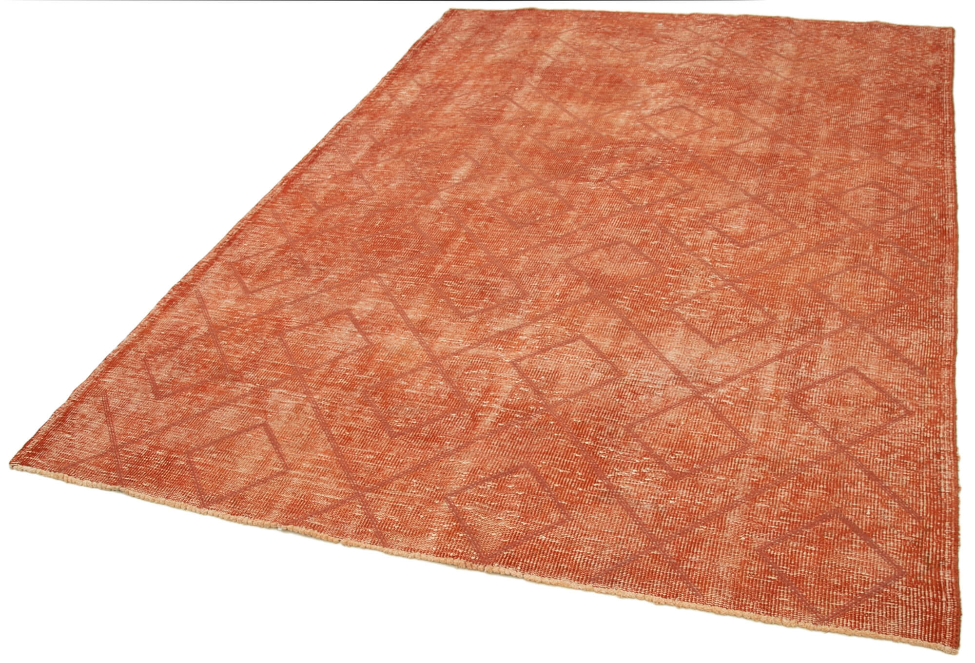 Handmade Geometric Rug – Orange Geometric Carpet Cotton Wool Area Rug 6'1''x8'10''