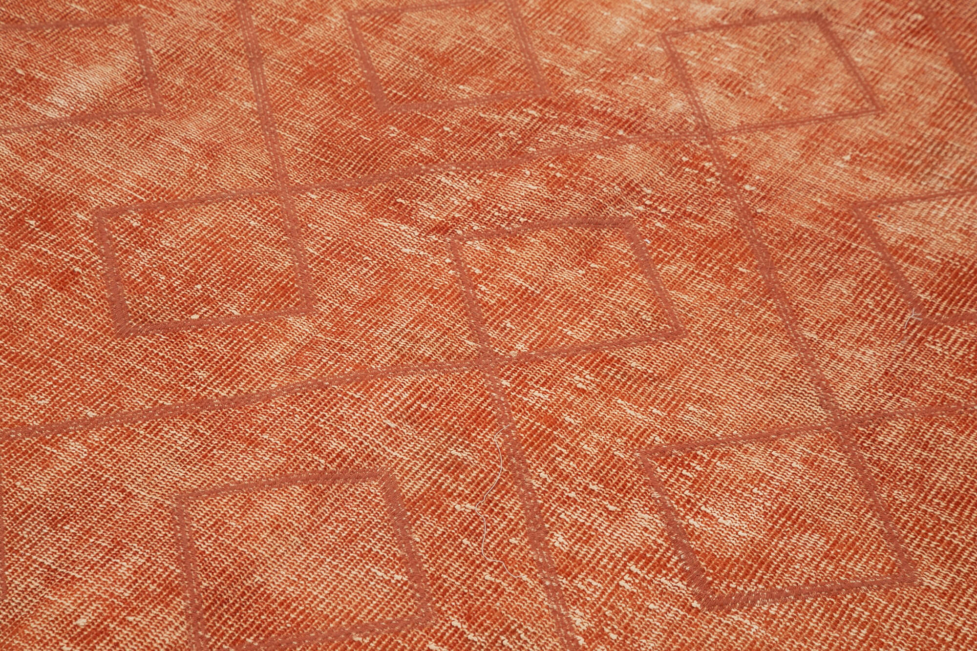 Handmade Geometric Rug – Orange Geometric Carpet Cotton Wool Area Rug 6'1''x8'10''