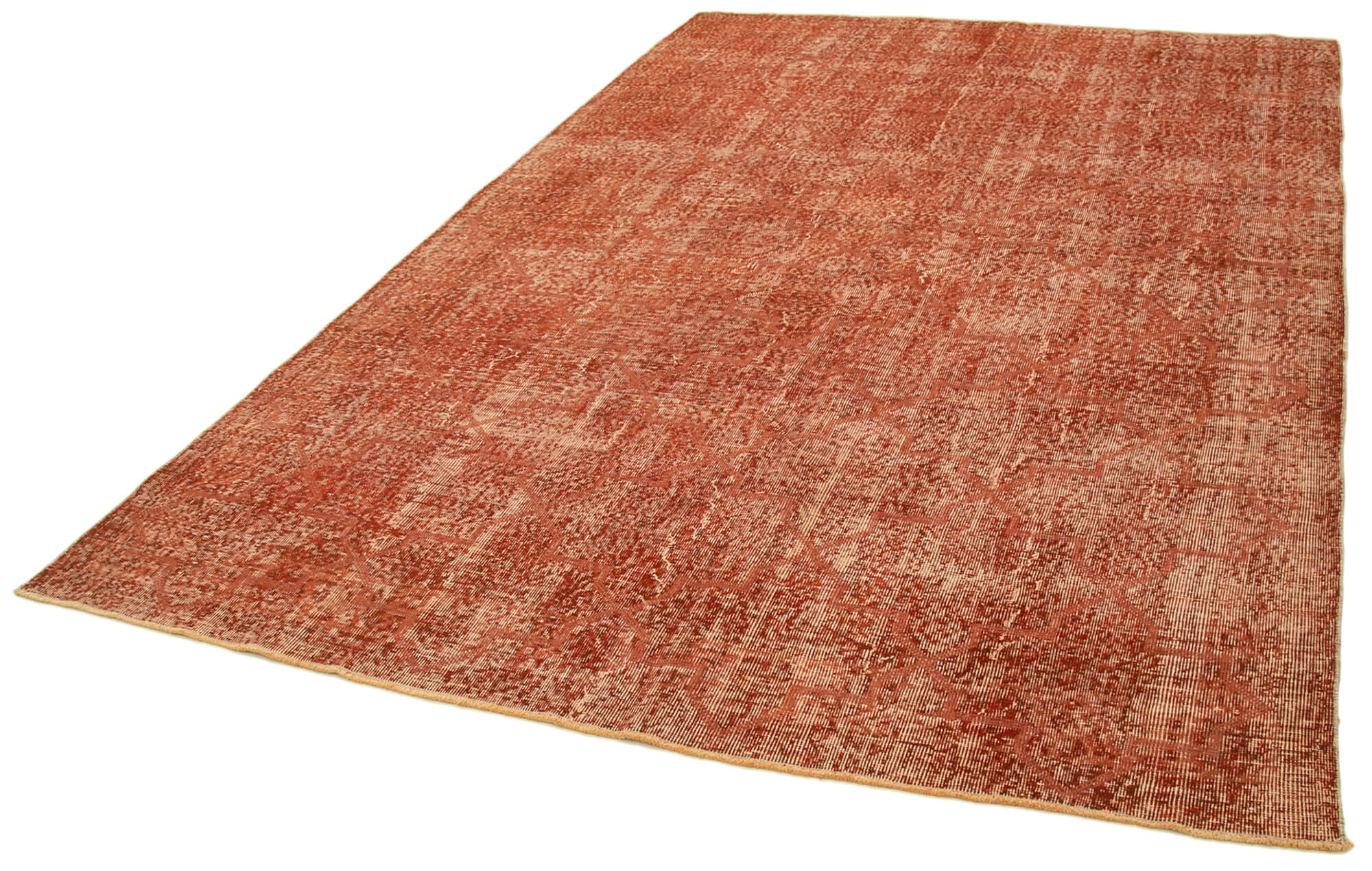 Handmade Area Rug – Orange Geometric Carpet | Cotton Wool Rug 6'8''x10'0''
