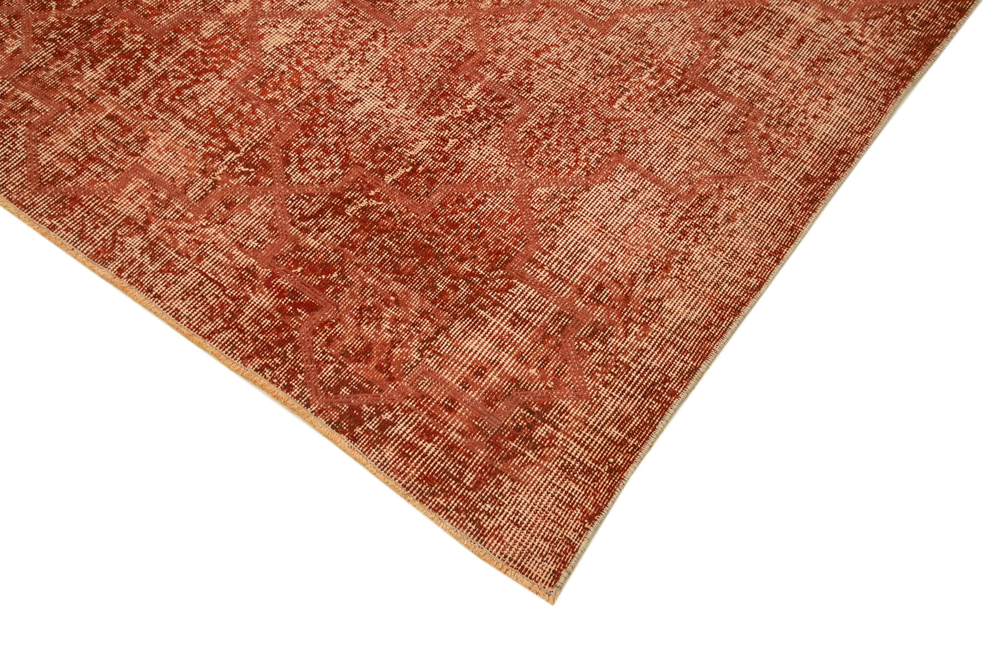Handmade Area Rug – Orange Geometric Carpet | Cotton Wool Rug 6'8''x10'0''