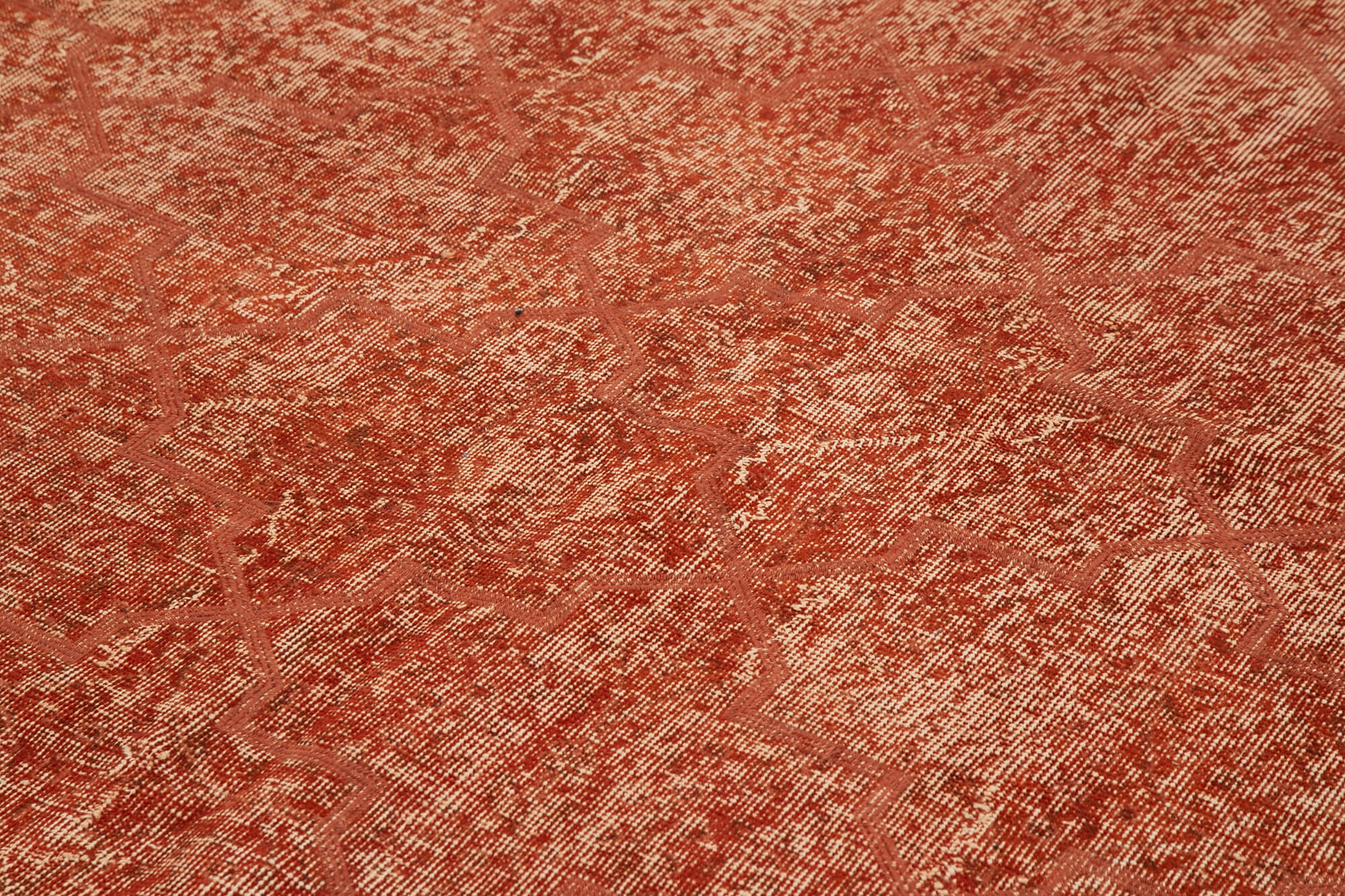 Handmade Area Rug – Orange Geometric Carpet | Cotton Wool Rug 6'8''x10'0''