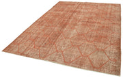 Handmade Geometric Rug – Orange Cotton Wool Vintage Area Rug 6'9''x9'7''