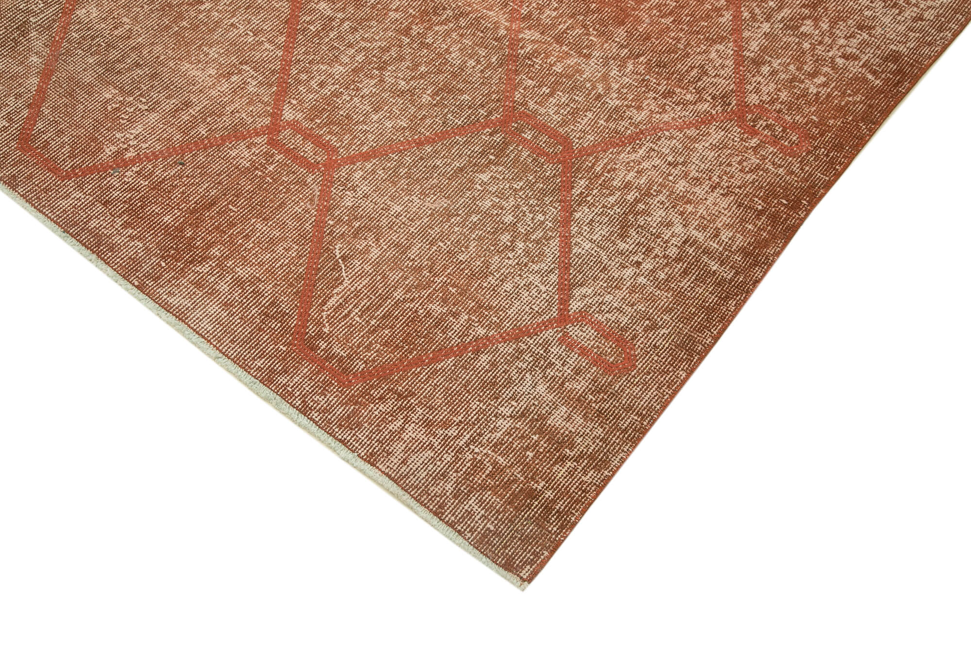Handmade Geometric Rug – Orange Cotton Wool Vintage Area Rug 6'9''x9'7''