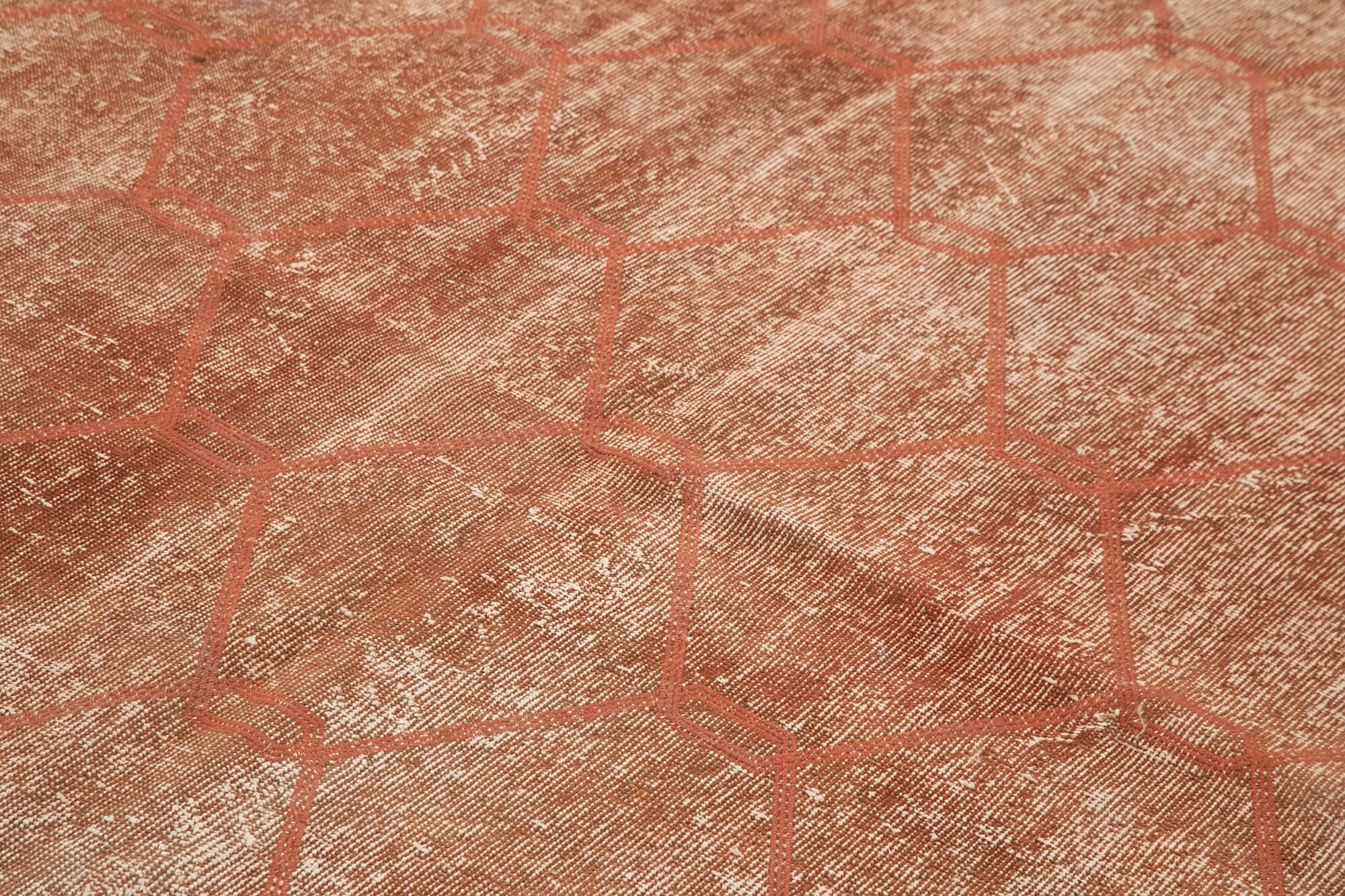 Handmade Geometric Rug – Orange Cotton Wool Vintage Area Rug 6'9''x9'7''