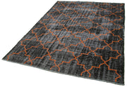 Handmade Geometric Rug – Black Area Rug Cotton Wool Blend 5'10''x8'7''