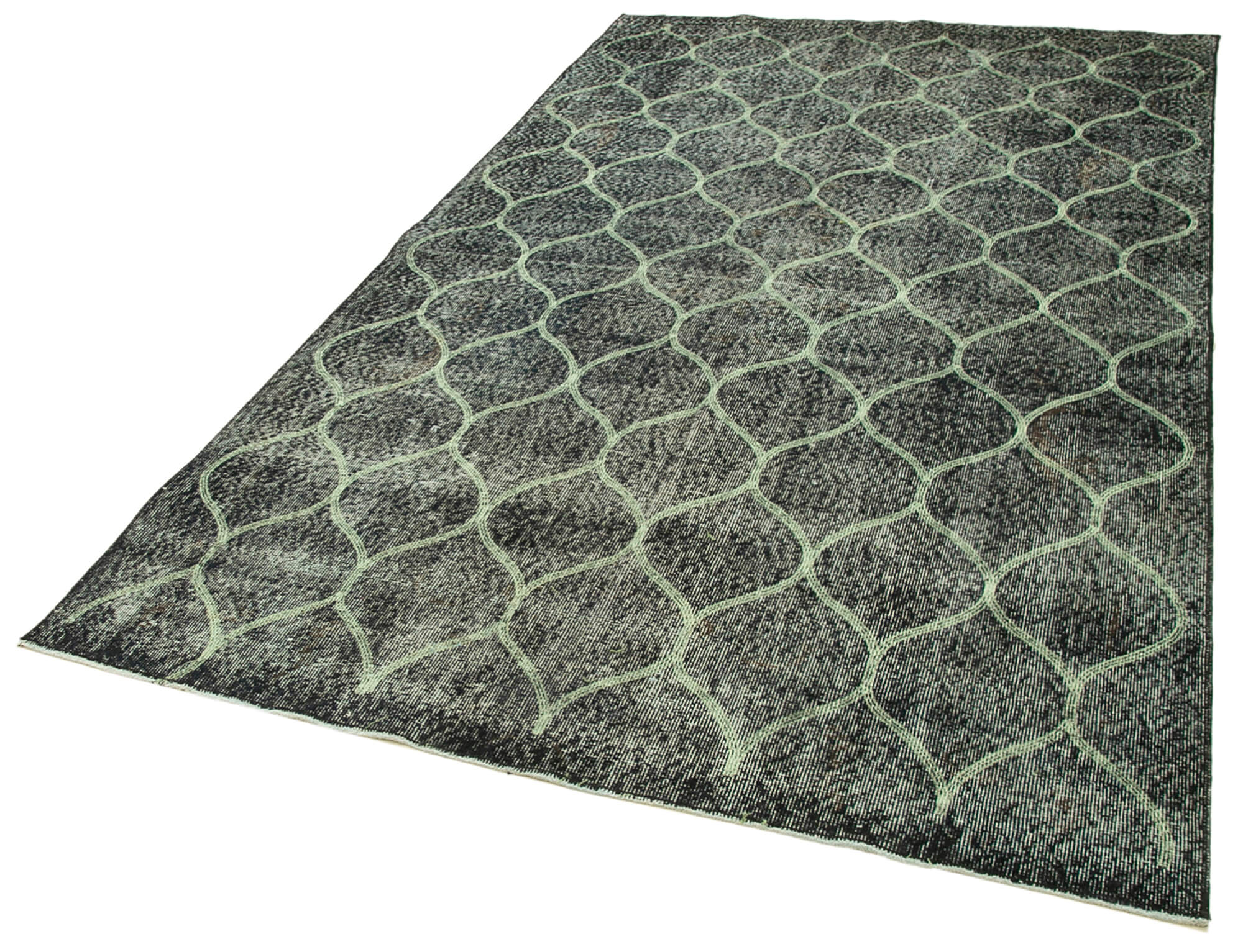 Handmade Geometric Rug – Black Geometric Area Rug | Cotton Wool Carpet 5'5''x9'1''