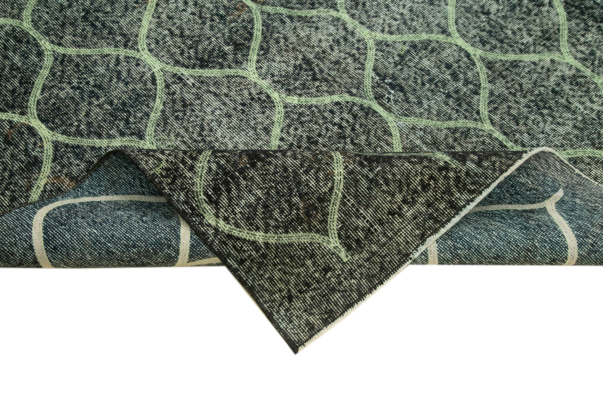 Handmade Geometric Rug – Black Geometric Area Rug | Cotton Wool Carpet 5'5''x9'1''