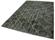 Handmade Geometric Rug - Black Cotton Wool Area Rug 6'x8'9'' Durable Wool Carpet