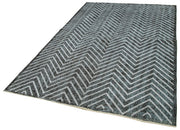 Handmade Geometric Rug - Black Area Rug Cotton Wool Carpet 5'6''x8'9'' Durable