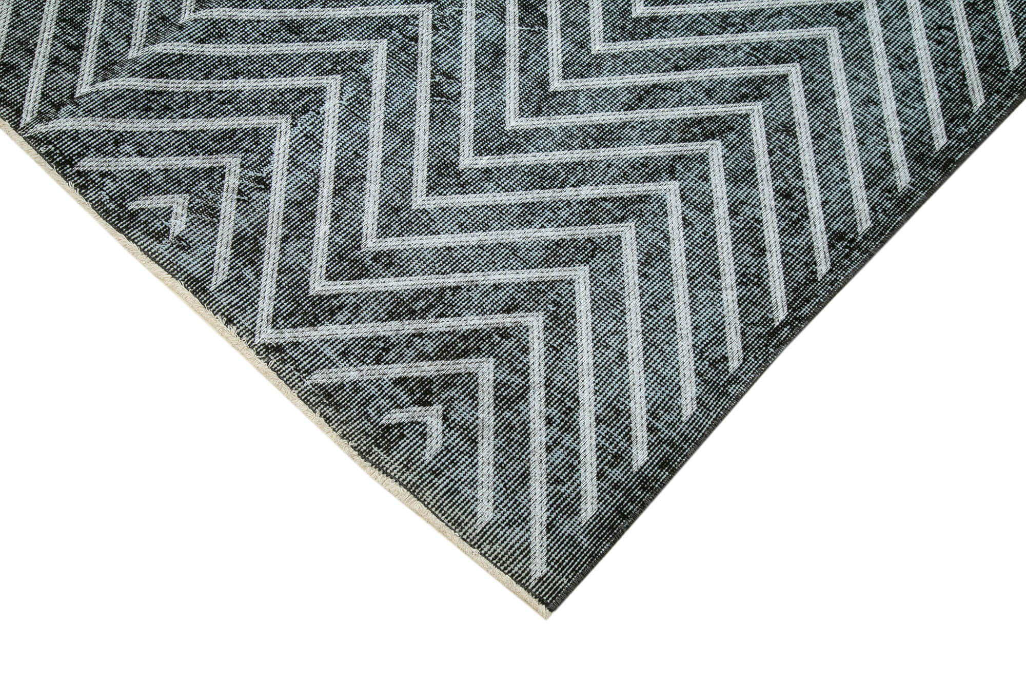 Handmade Geometric Rug - Black Area Rug Cotton Wool Carpet 5'6''x8'9'' Durable