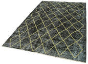 Handmade Wool Area Rug - Black Geometric Cotton Wool Blend Rug 5'3" x 12'0"
