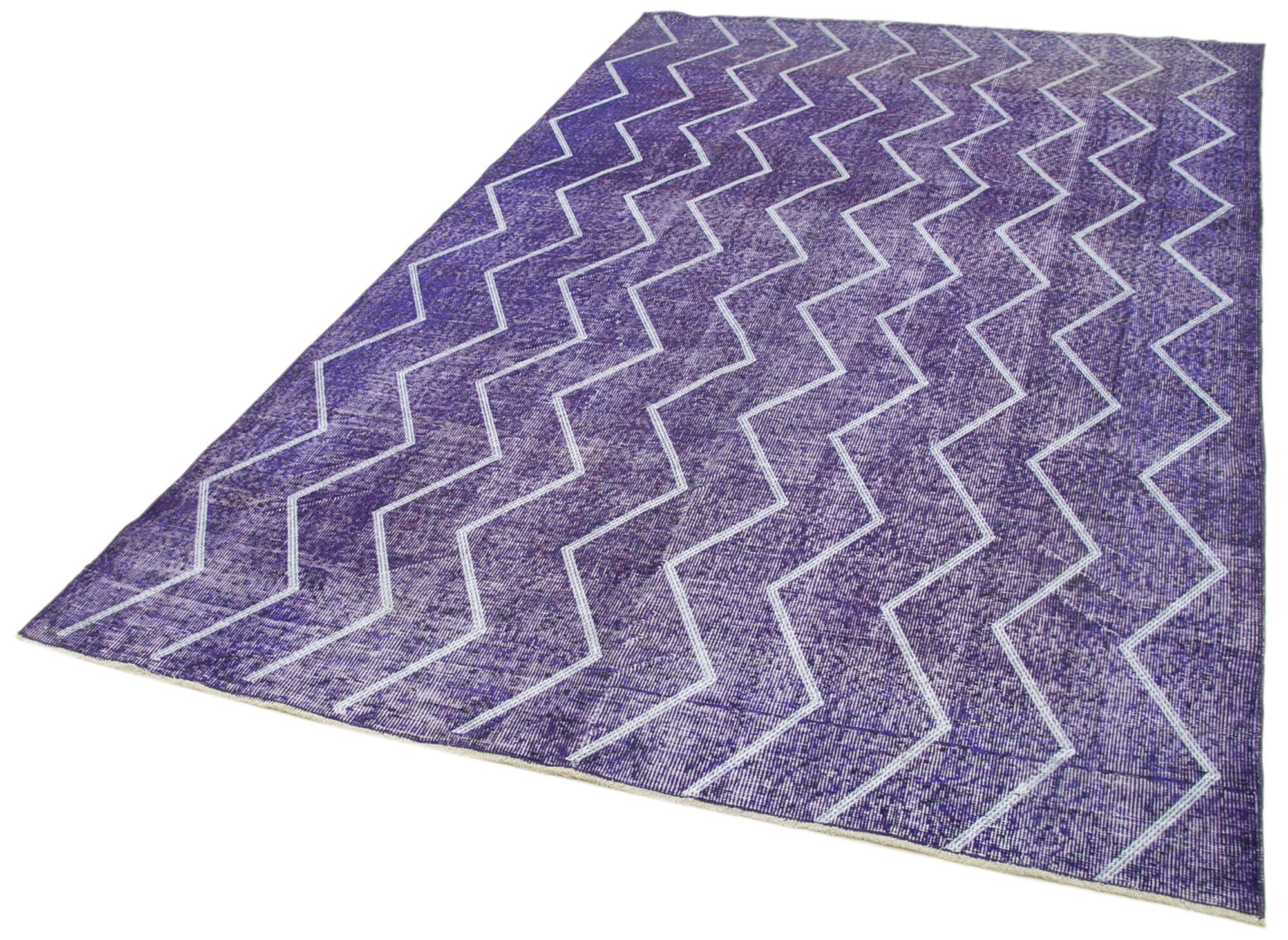 Handmade Geometric Rug - Purple Area Rug | Cotton Wool Carpet, Turkish Wool Rug 5'10''x9'5''