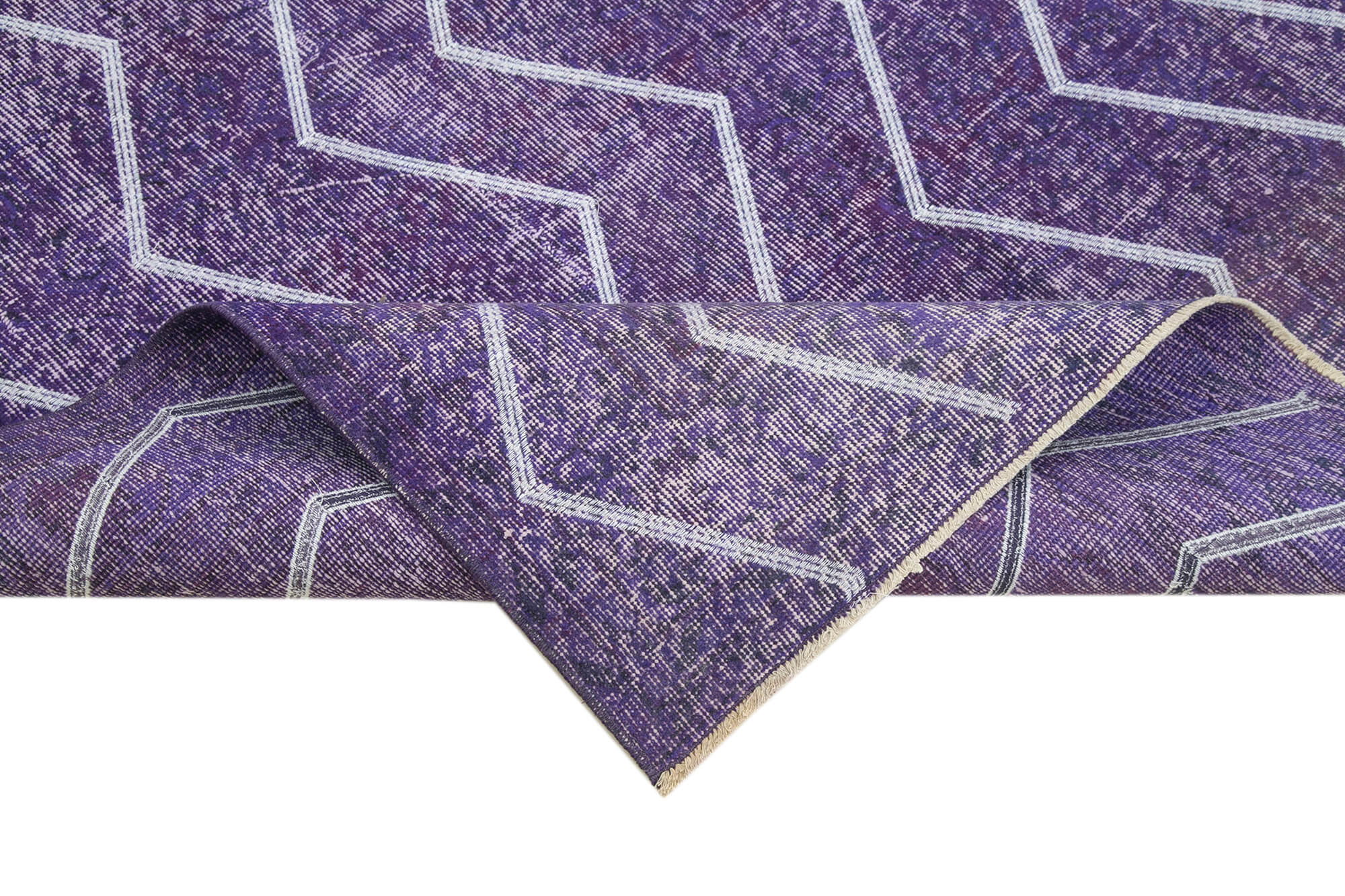 Handmade Geometric Rug - Purple Area Rug | Cotton Wool Carpet, Turkish Wool Rug 5'10''x9'5''