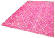Handmade Geometric Rug – Pink Area Rug 6x10 Feet, Soft Wool Carpet, Durable Cotton