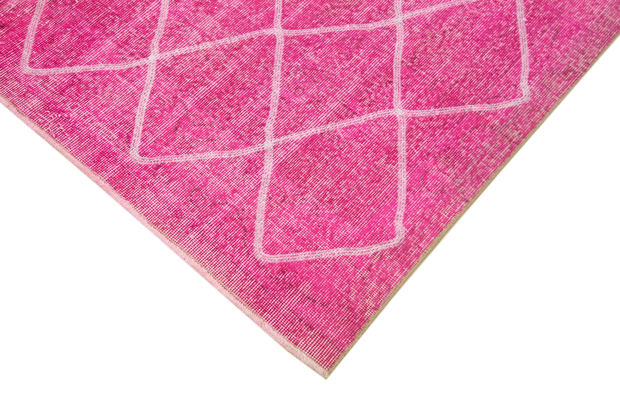 Handmade Geometric Rug – Pink Area Rug 6x10 Feet, Soft Wool Carpet, Durable Cotton