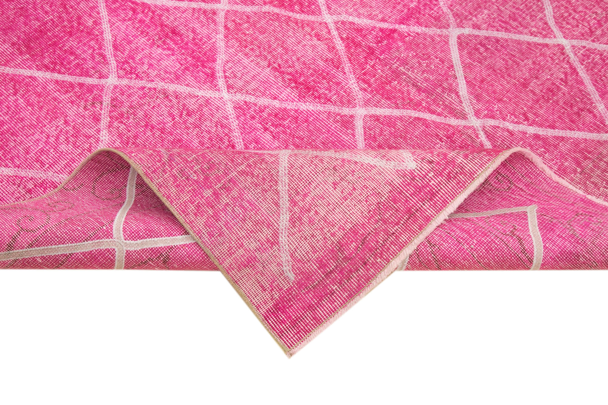 Handmade Geometric Rug – Pink Area Rug 6x10 Feet, Soft Wool Carpet, Durable Cotton