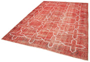 Handmade Geometric Rug – Red Area Carpet 6'6''x9'8'' | Durable Cotton Wool Rug