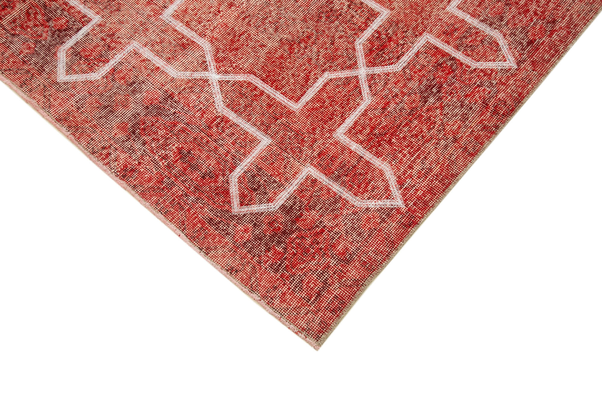 Handmade Geometric Rug – Red Area Carpet 6'6''x9'8'' | Durable Cotton Wool Rug