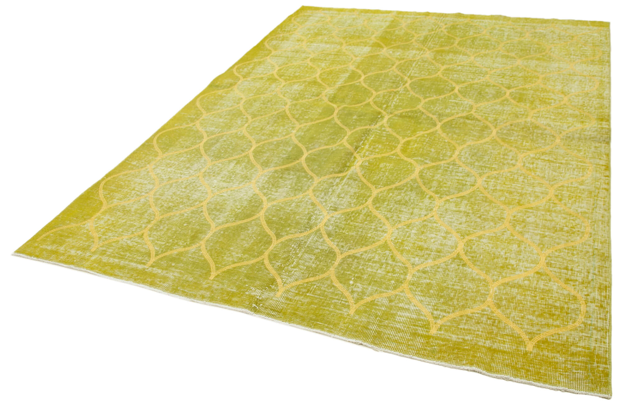 Handmade Geometric Rug - Yellow Area Rug with Cotton Wool Blend, 6'6'' x 9'0''