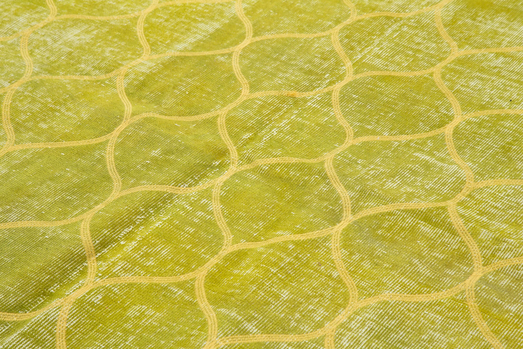 Handmade Geometric Rug - Yellow Area Rug with Cotton Wool Blend, 6'6'' x 9'0''