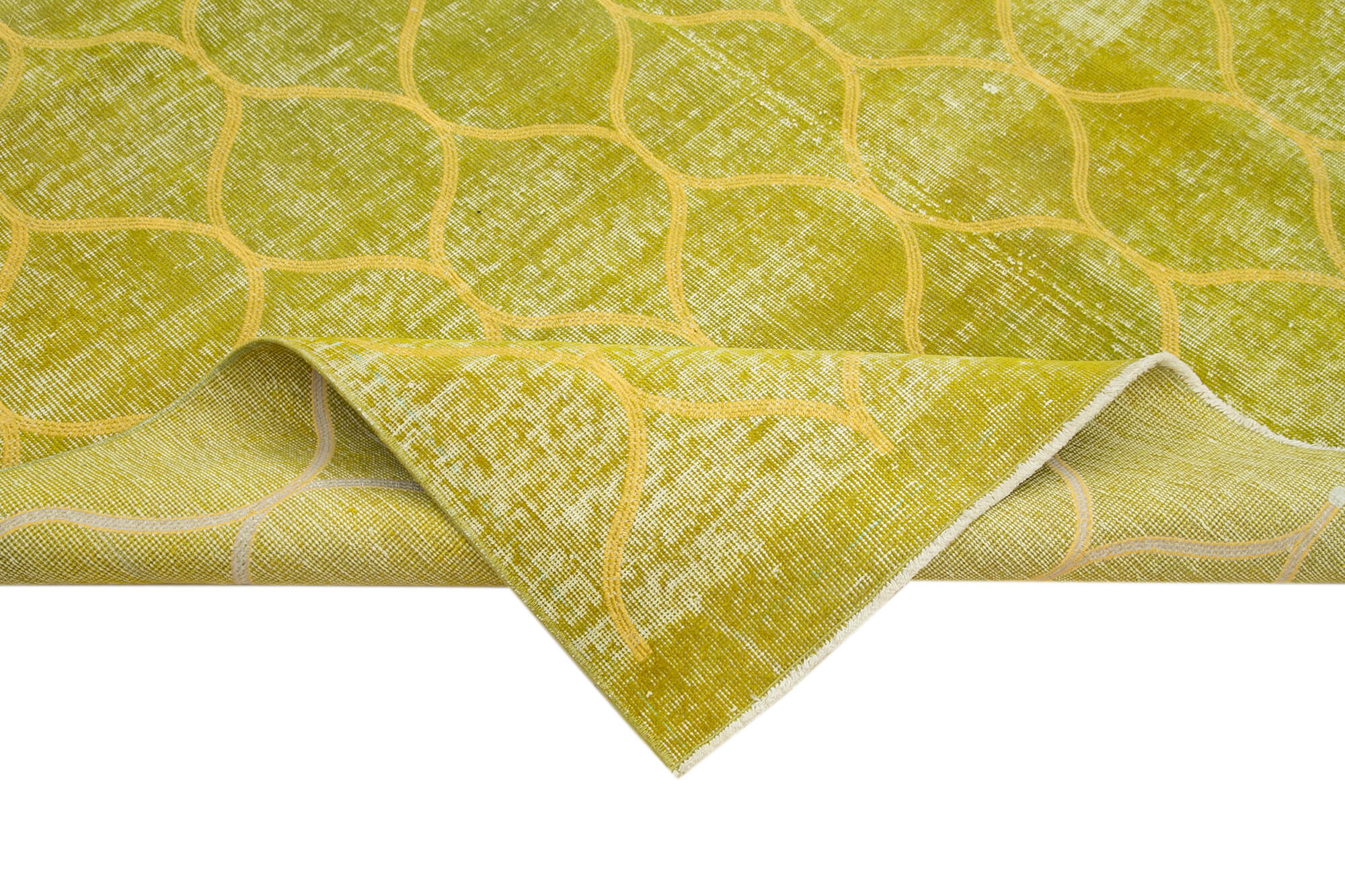 Handmade Geometric Rug - Yellow Area Rug with Cotton Wool Blend, 6'6'' x 9'0''