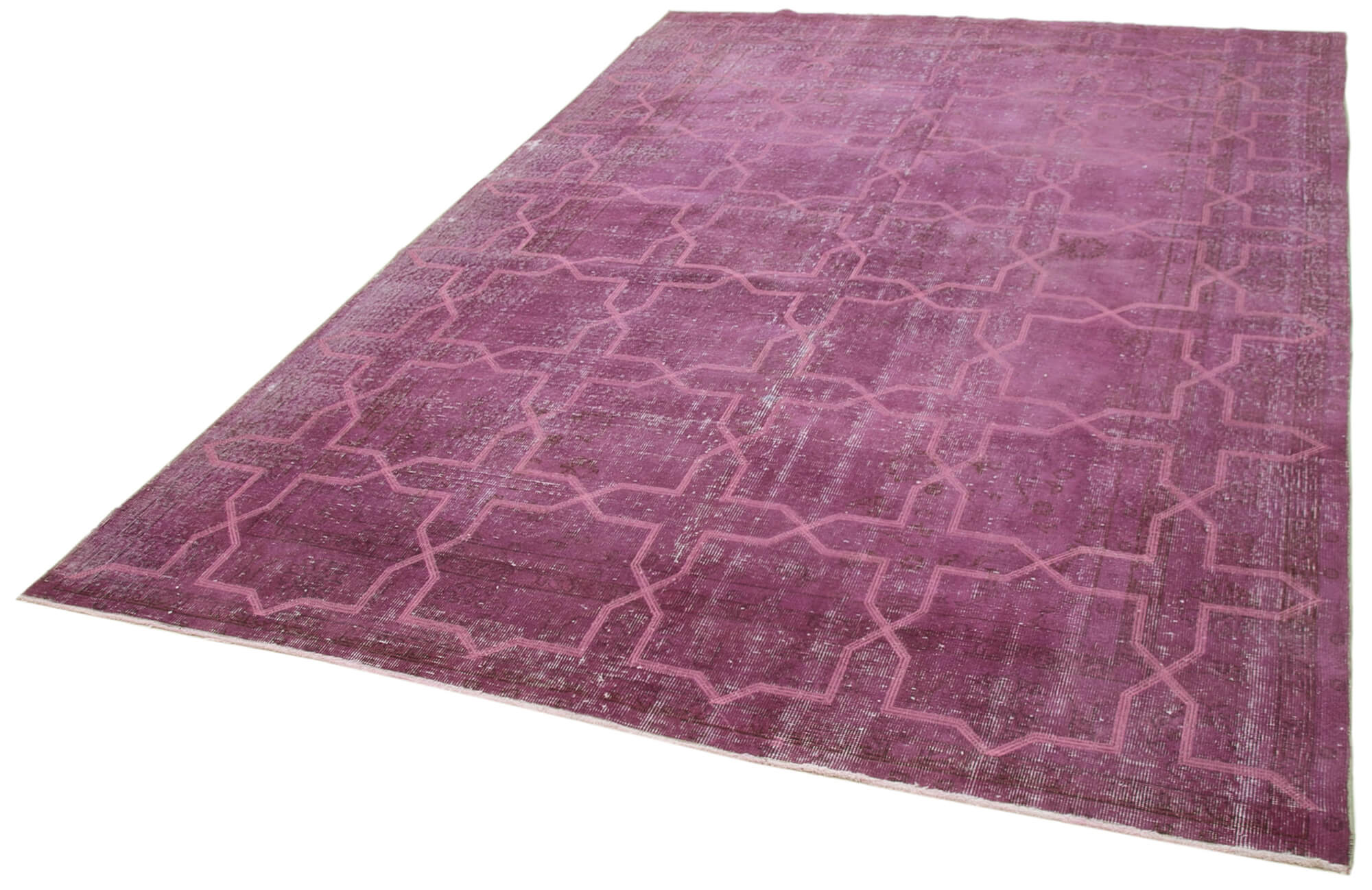 Handmade Geometric Rug – Purple Cotton Wool Area Rug 6'10'' x 10'3'' | Durable Natural Fibers