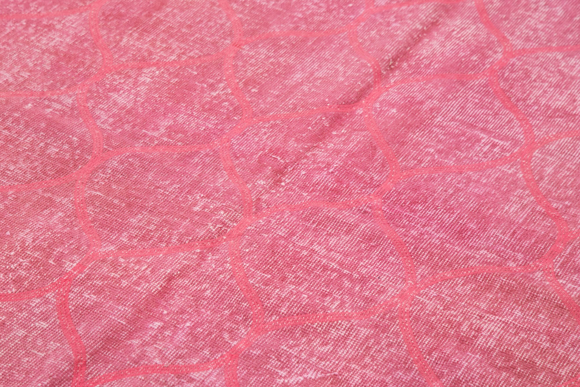 Handmade Geometric Rug - Pink Area Rug Cotton Wool 5'5''x8'10'' Durable Wool Carpet