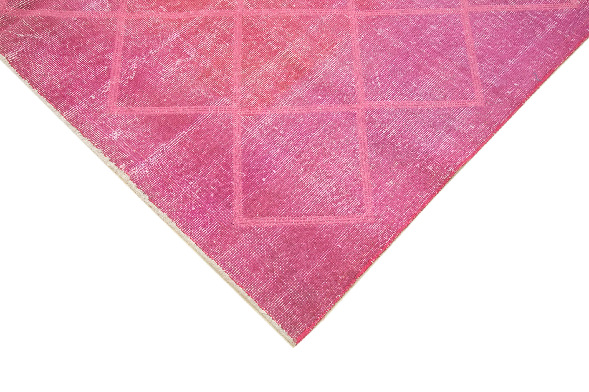 Handmade Geometric Rug - Pink Geometric Carpet | Cotton Wool Rug 6'7''x9'10''