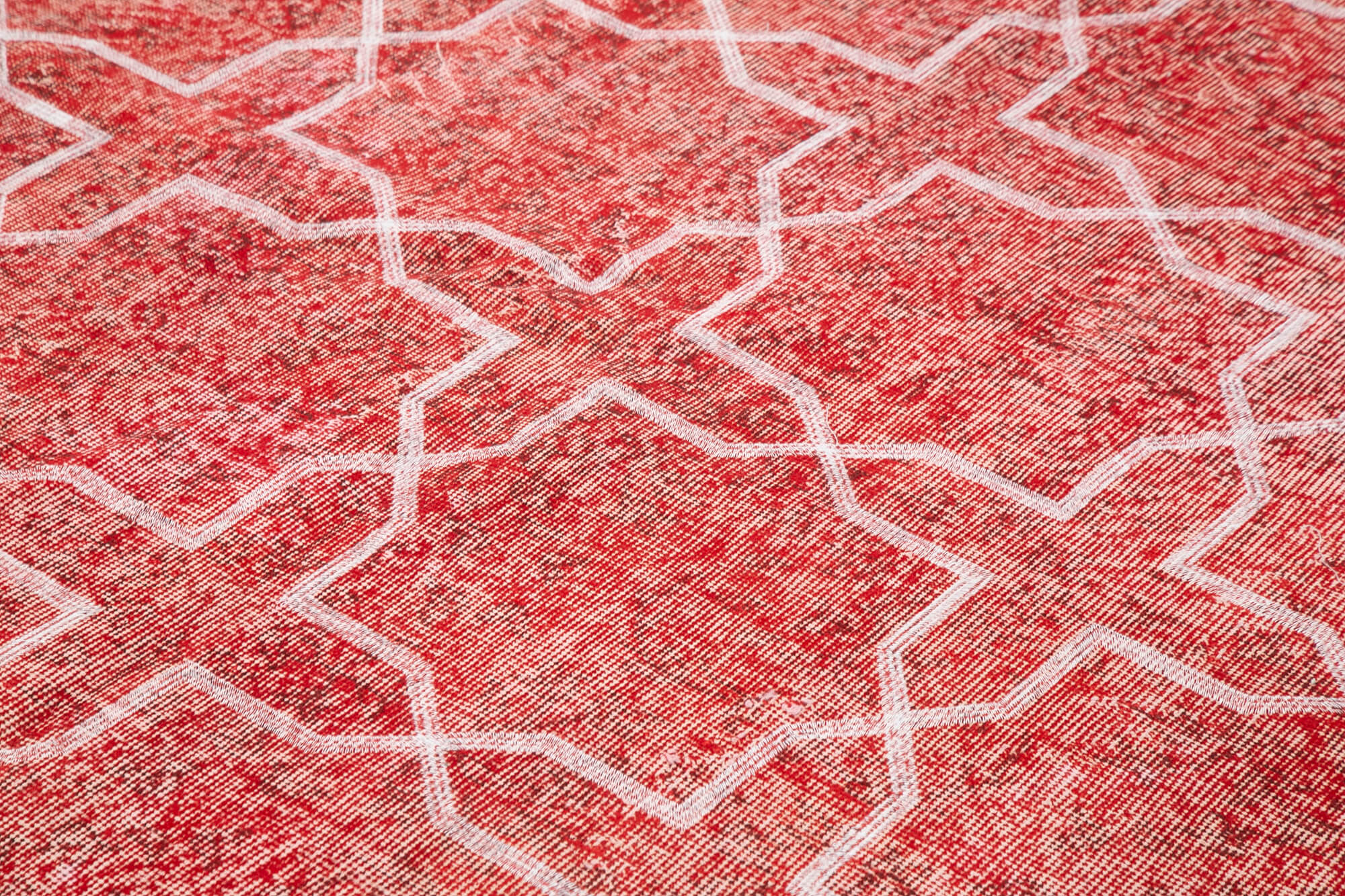 Handmade Geometric Rug - Red Area Rug | Cotton Wool Carpet, Turkish Knotted Carpet 7'0''x9'6''