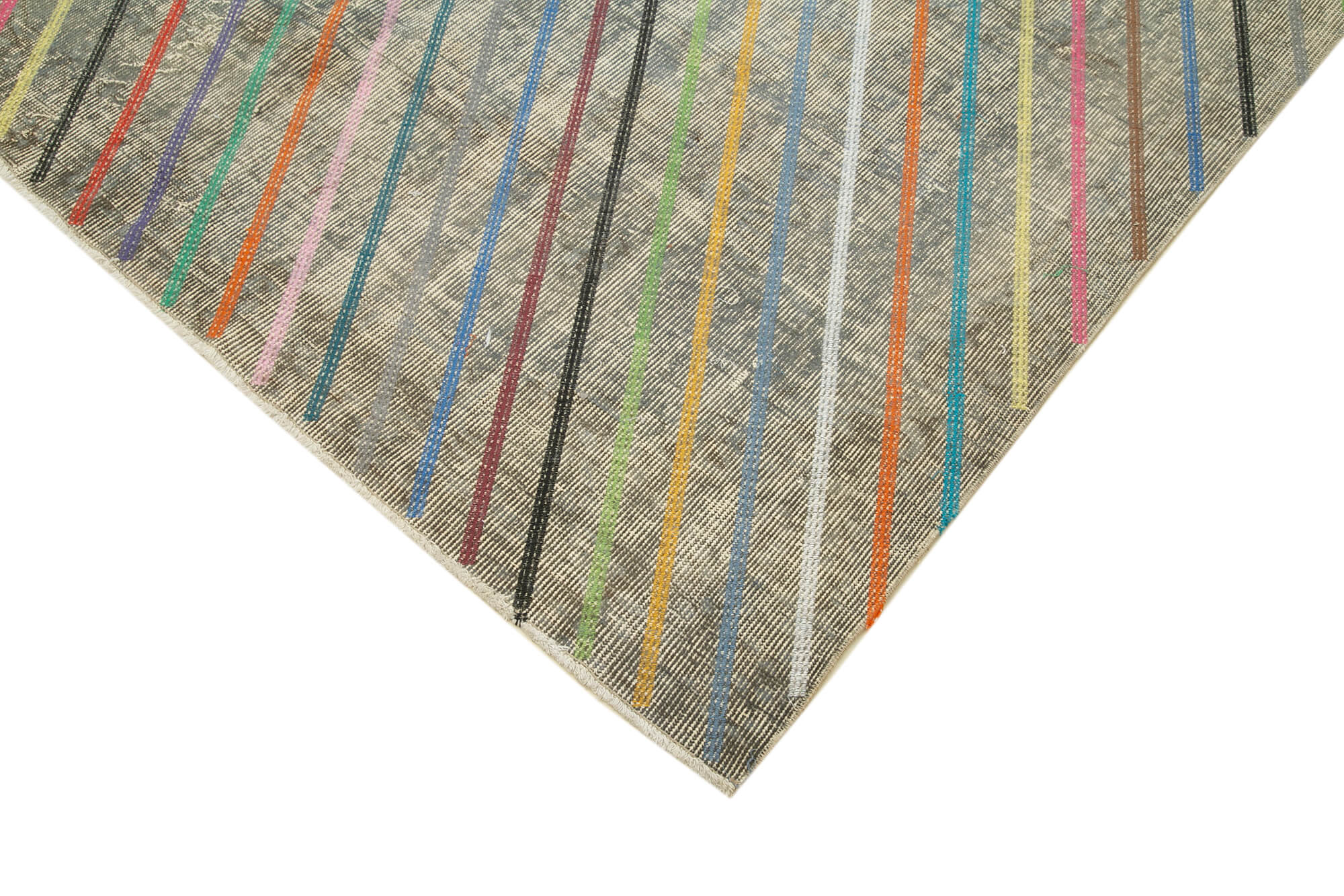 Handmade Area Rug - Grey Geometric Carpet | Turkish Wool & Cotton Wool Rug 5'8''x9'1''