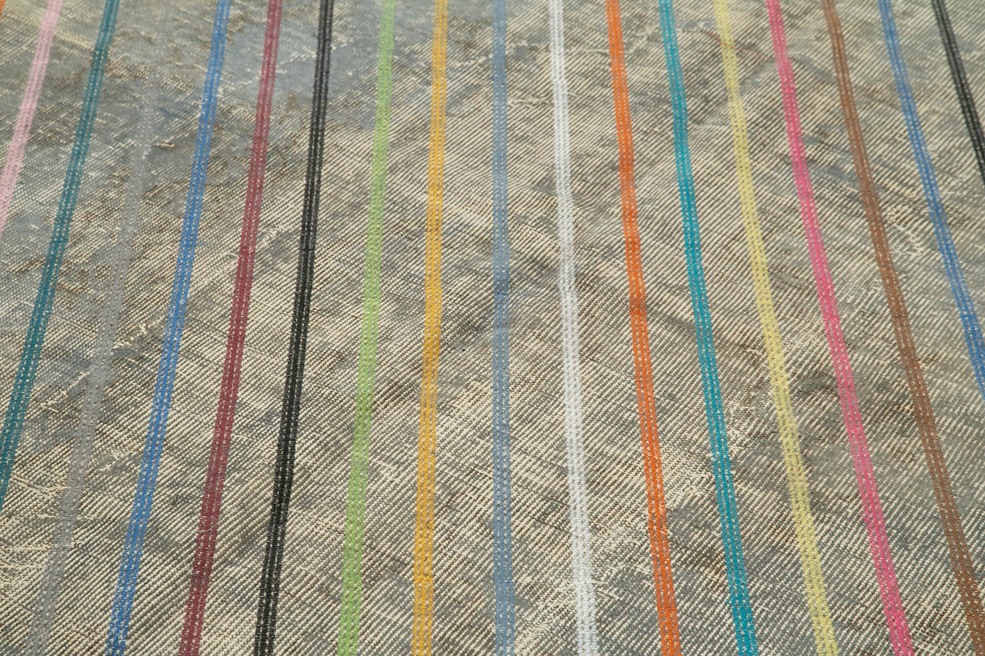 Handmade Area Rug - Grey Geometric Carpet | Turkish Wool & Cotton Wool Rug 5'8''x9'1''