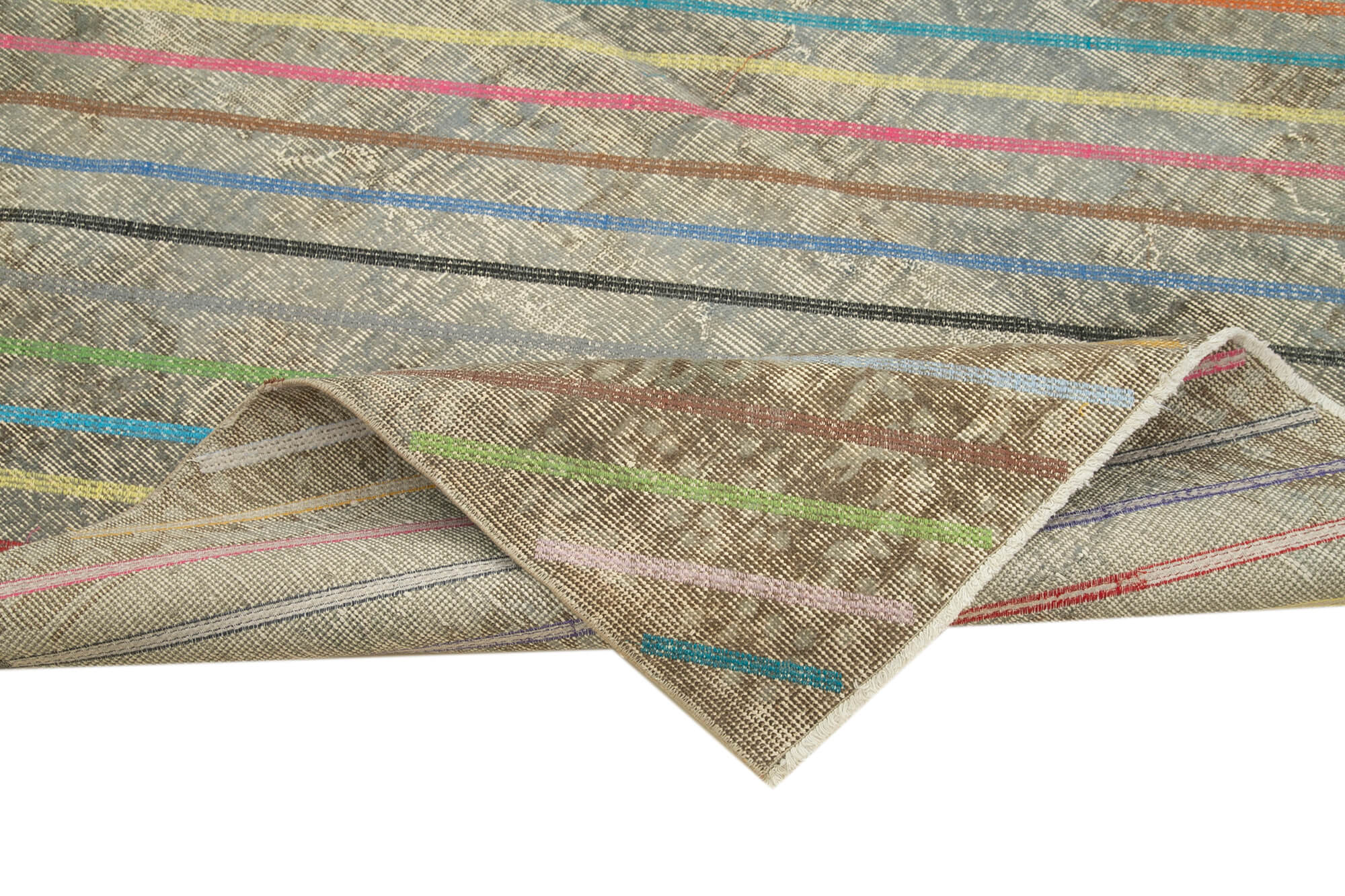 Handmade Area Rug - Grey Geometric Carpet | Turkish Wool & Cotton Wool Rug 5'8''x9'1''