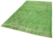 Handmade Geometric Rug – Green Area Rug | Cotton Wool Carpet, Durable Wool Carpet 5'9''x9'5''
