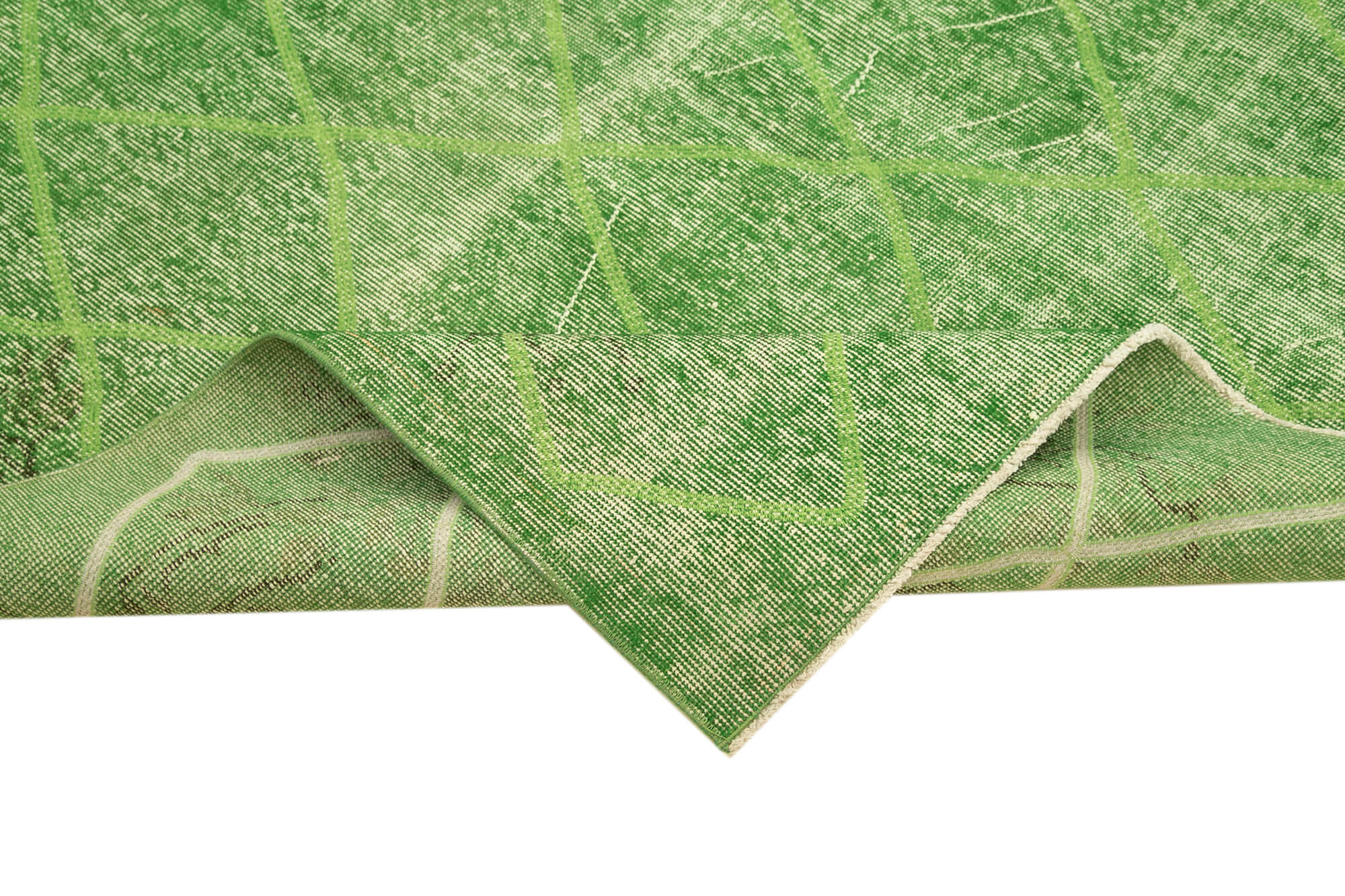 Handmade Geometric Rug – Green Area Rug | Cotton Wool Carpet, Durable Wool Carpet 5'9''x9'5''