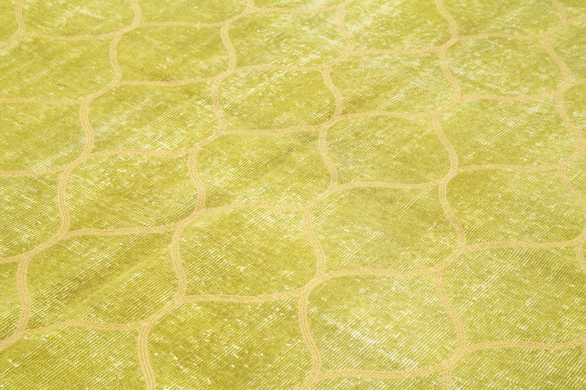 Handmade Geometric Rug – Yellow Cotton Wool Area Rug 7'0'' x 9'10'' | Bohemian Style