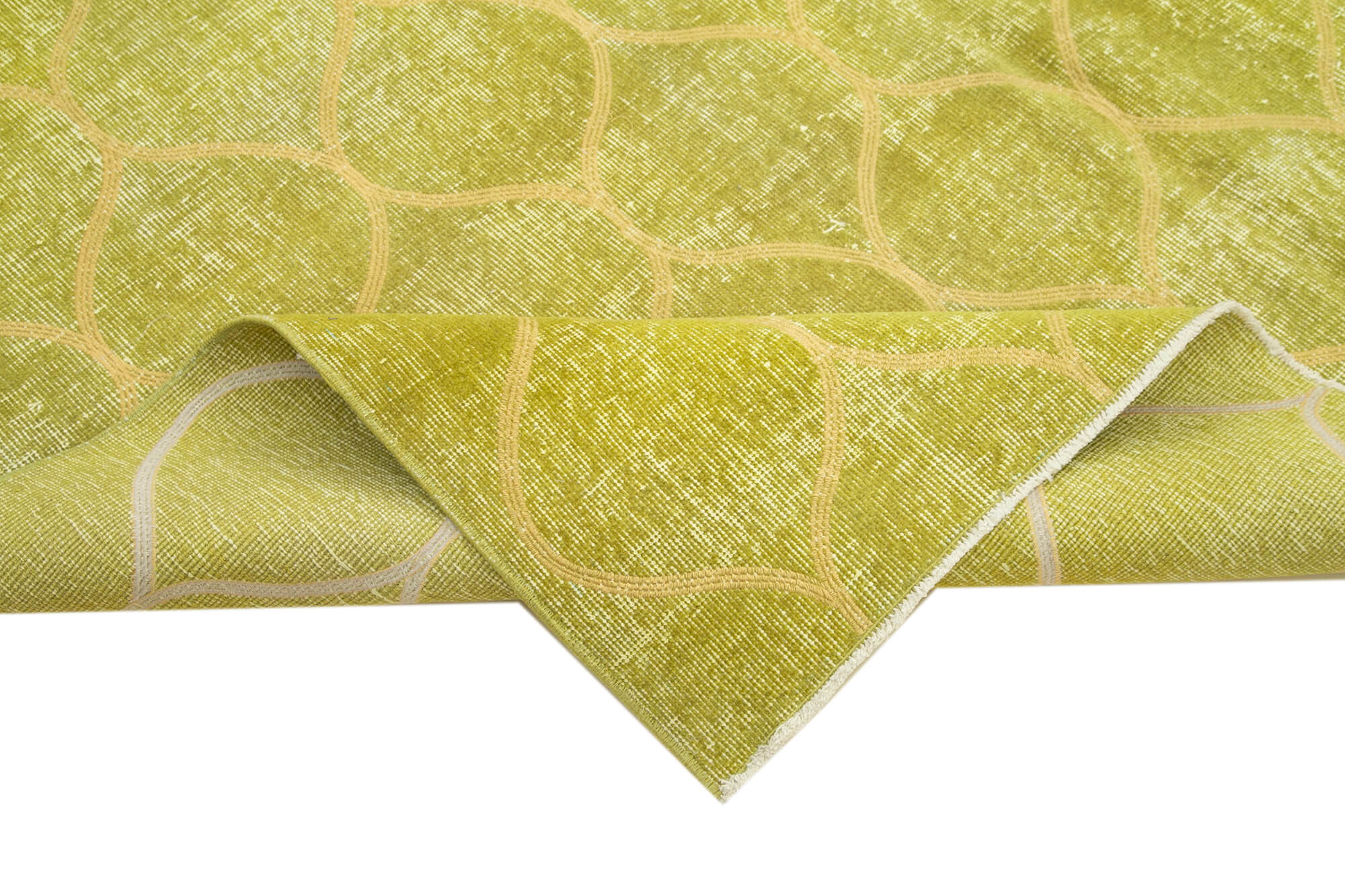 Handmade Geometric Rug – Yellow Cotton Wool Area Rug 7'0'' x 9'10'' | Bohemian Style
