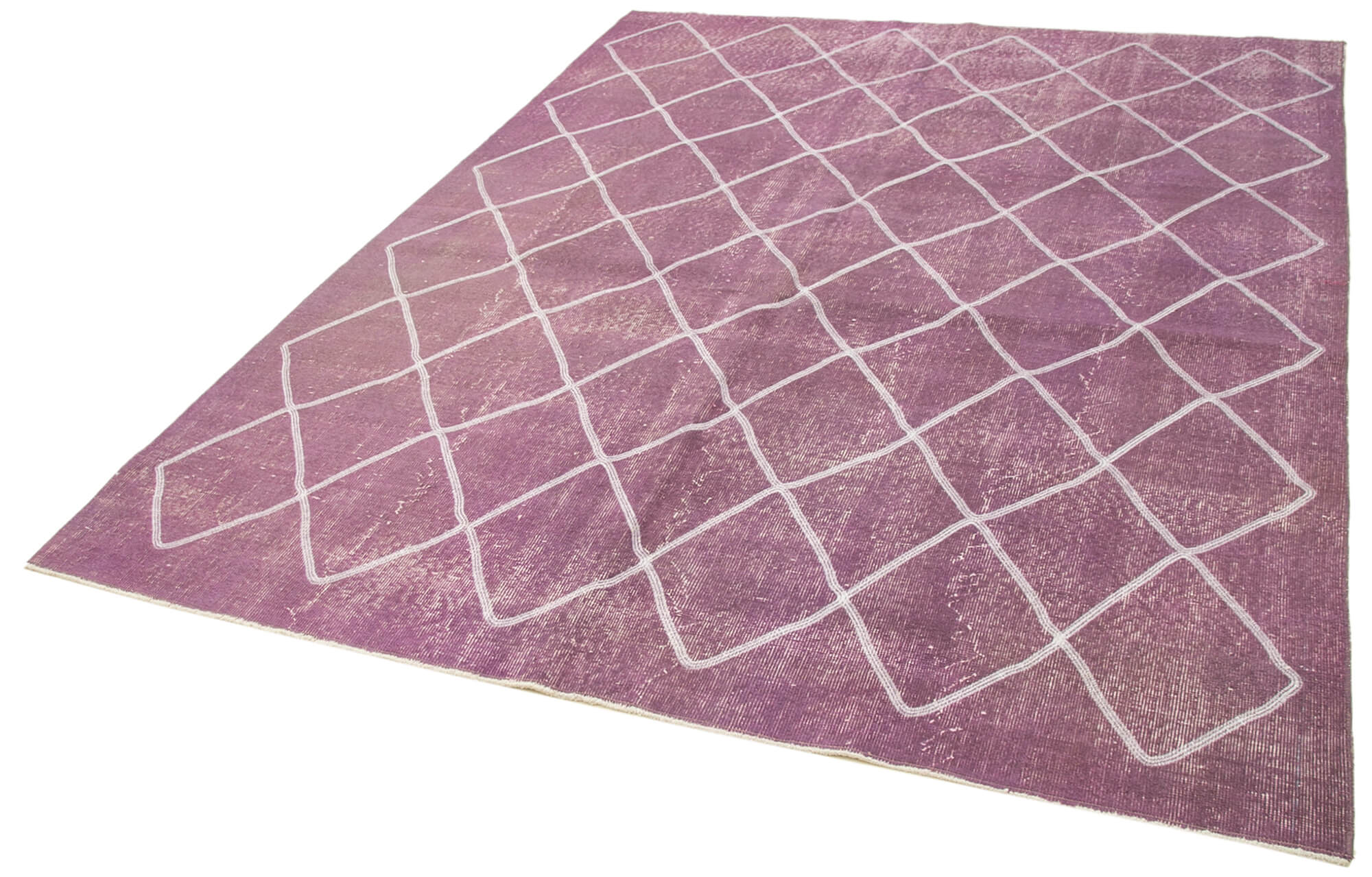 Handmade Geometric Rug - Purple Cotton Wool Blend Area Rug 6'7" x 8'6"