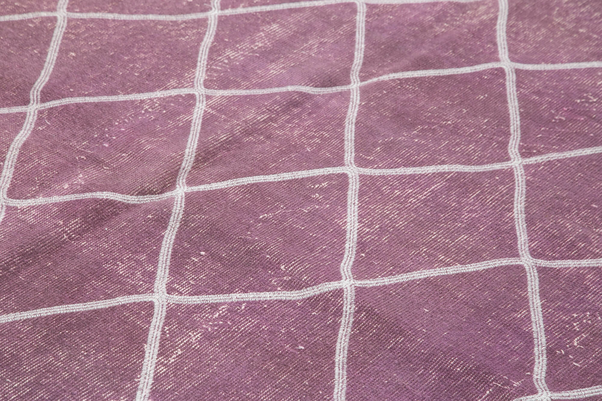 Handmade Geometric Rug - Purple Cotton Wool Blend Area Rug 6'7" x 8'6"