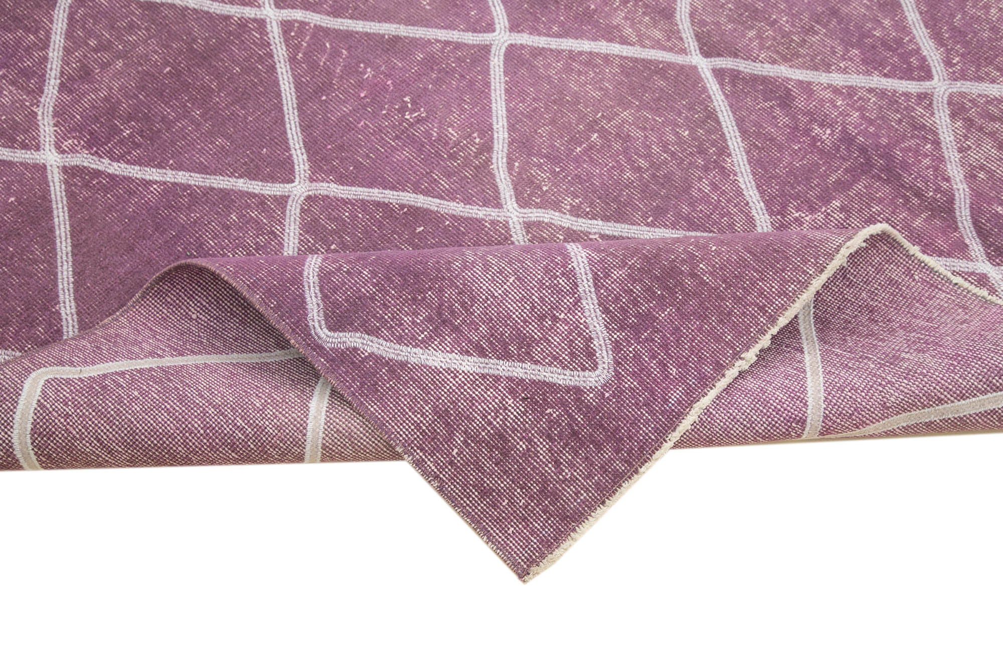 Handmade Geometric Rug - Purple Cotton Wool Blend Area Rug 6'7" x 8'6"