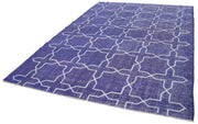 Handmade Geometric Rug | Purple Wool Carpet - Soft Cotton Wool Area Rug 6'11''x10'